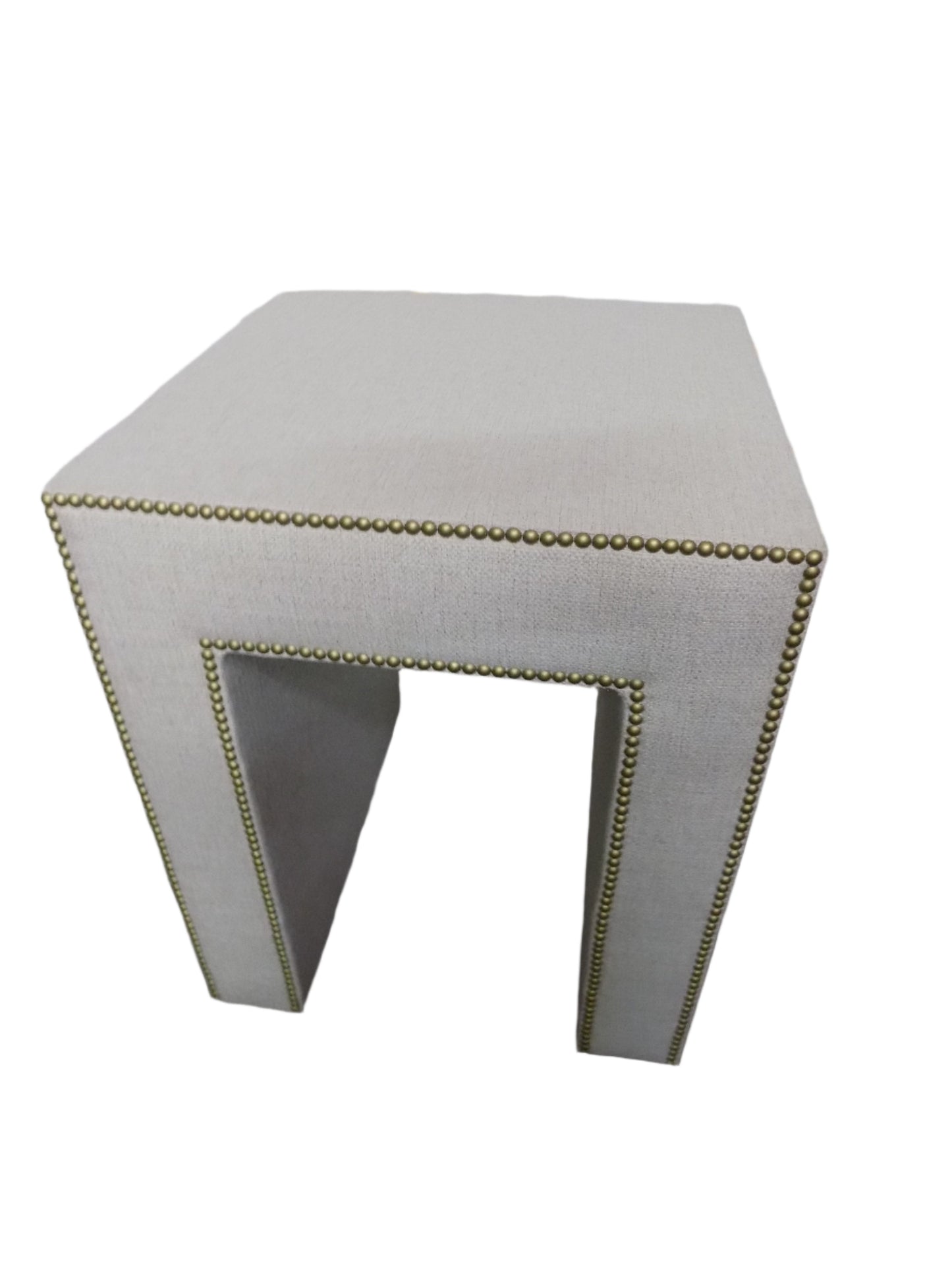 Upholstered Side Table in Bopper with Champagne Brass