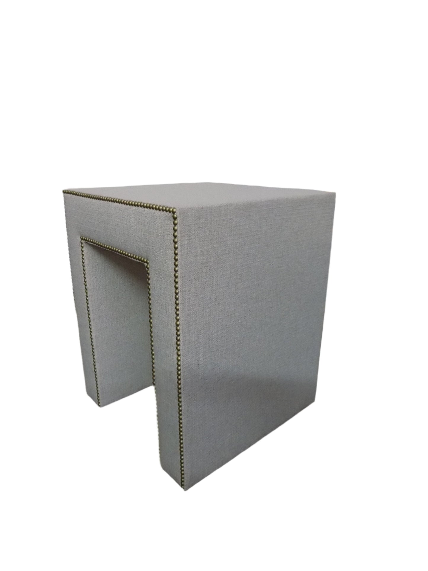 Upholstered Side Table in Bopper with Champagne Brass