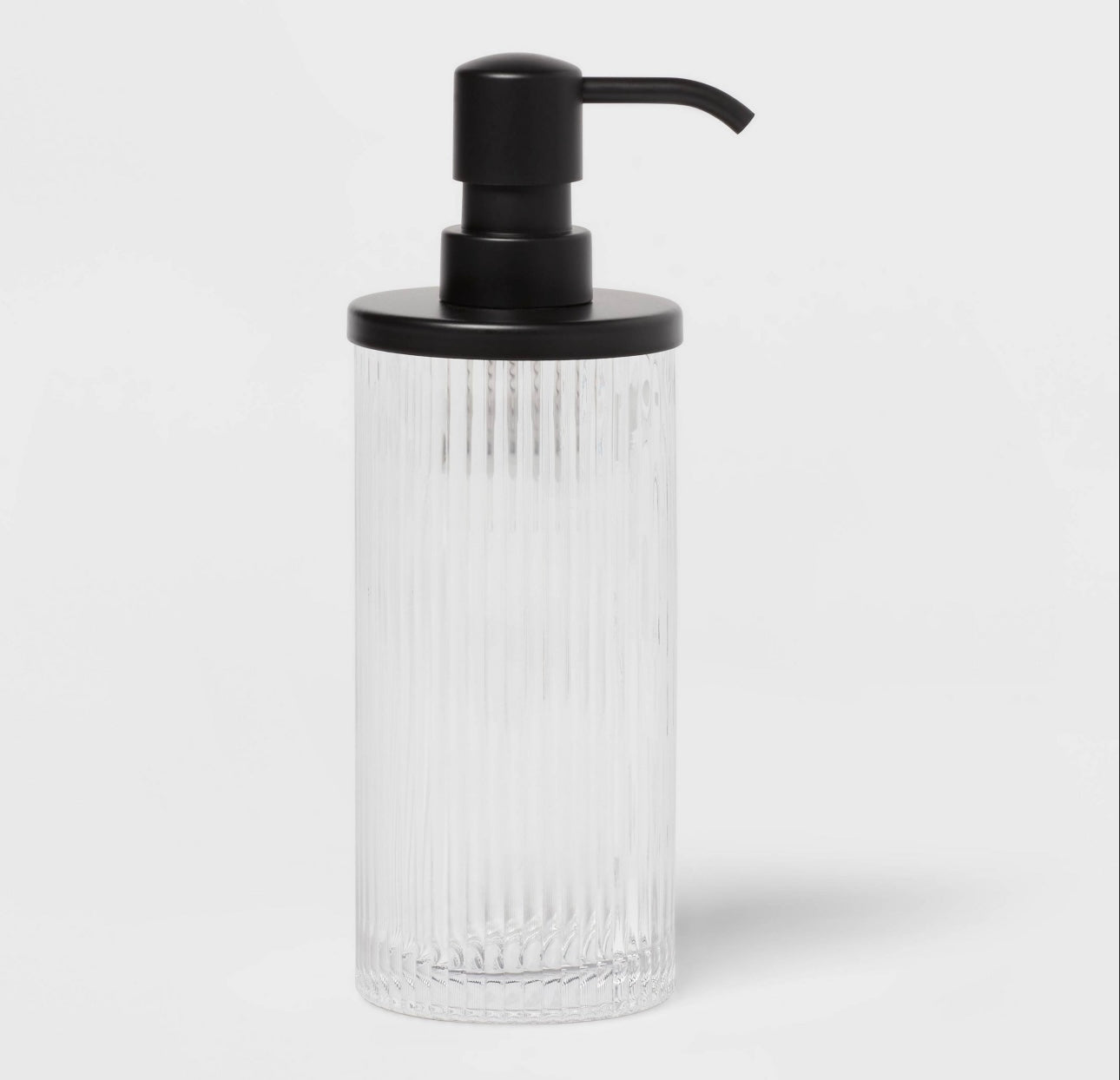 Ribbed Glass Soap Dispenser with Black Pump