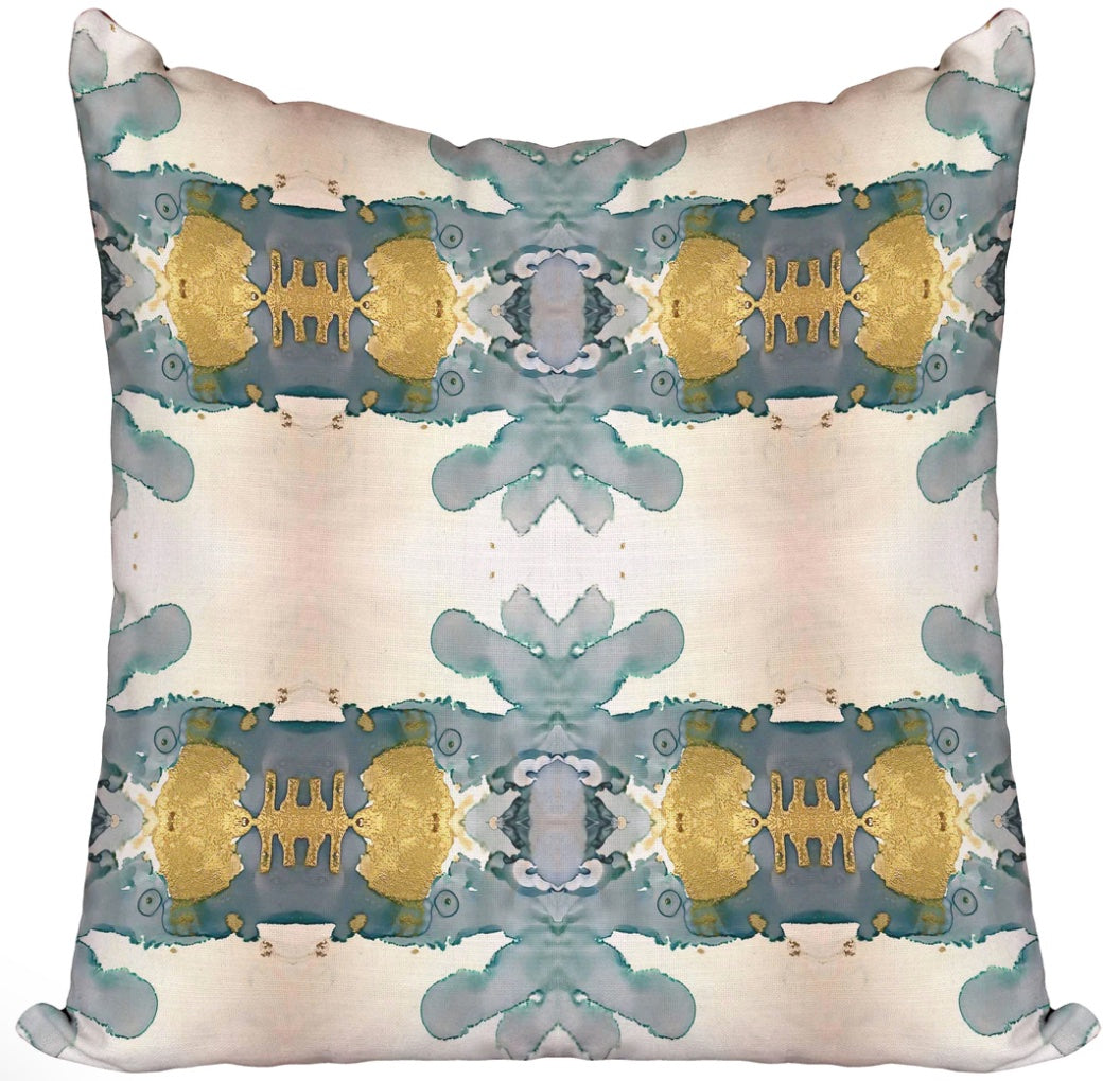 Goldenrod Velvet w/ Blue Velvet Backing Pillow 22x22