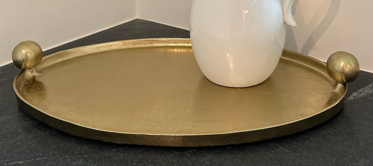 Gold Tray with Knob Handles