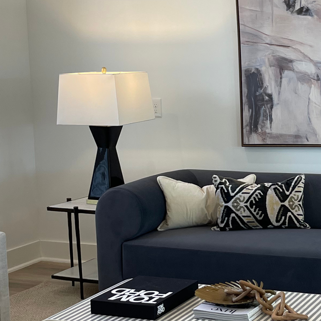 Ceramic 34" Hourglass Table Lamp Black