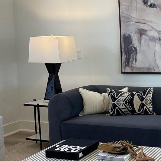 Ceramic 34" Hourglass Table Lamp Black