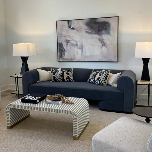 Modern Sofa - Black Oak Base, Gunmetal 97"