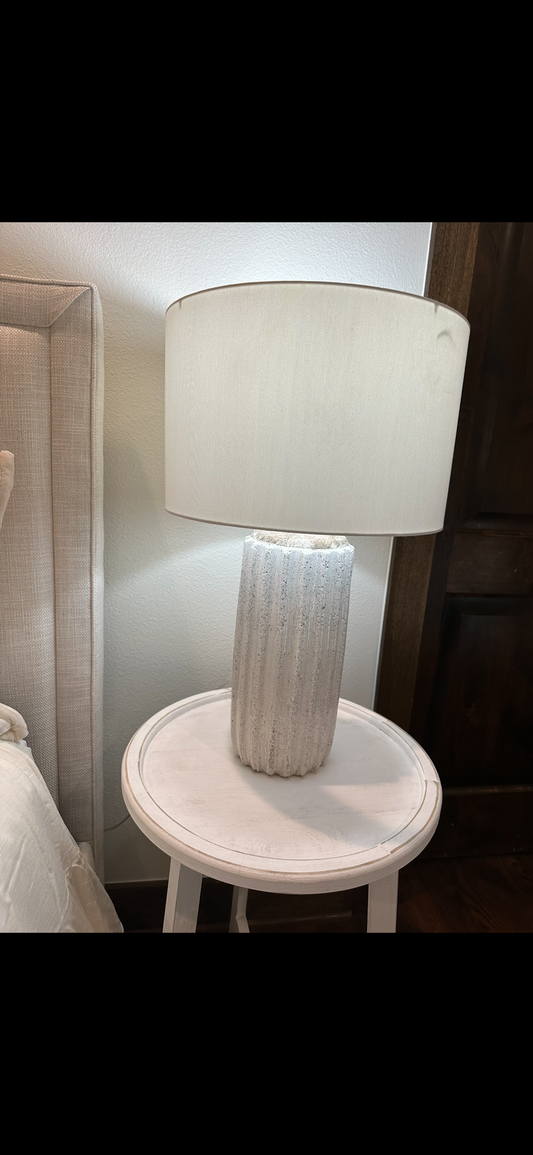 White Ribbed Concrete Lamp