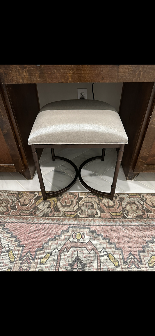 Beige Stool with Metal Legs