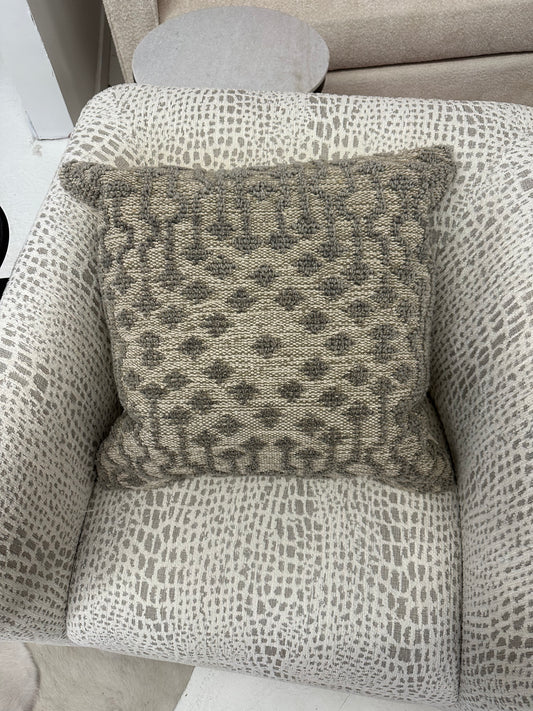 Grey Patterned Natural Fiber Knit Pillow