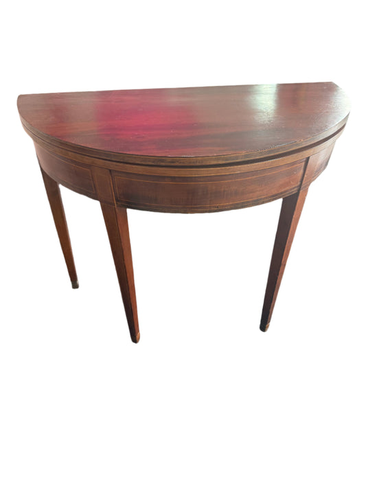 Wooden Demilune Game Table