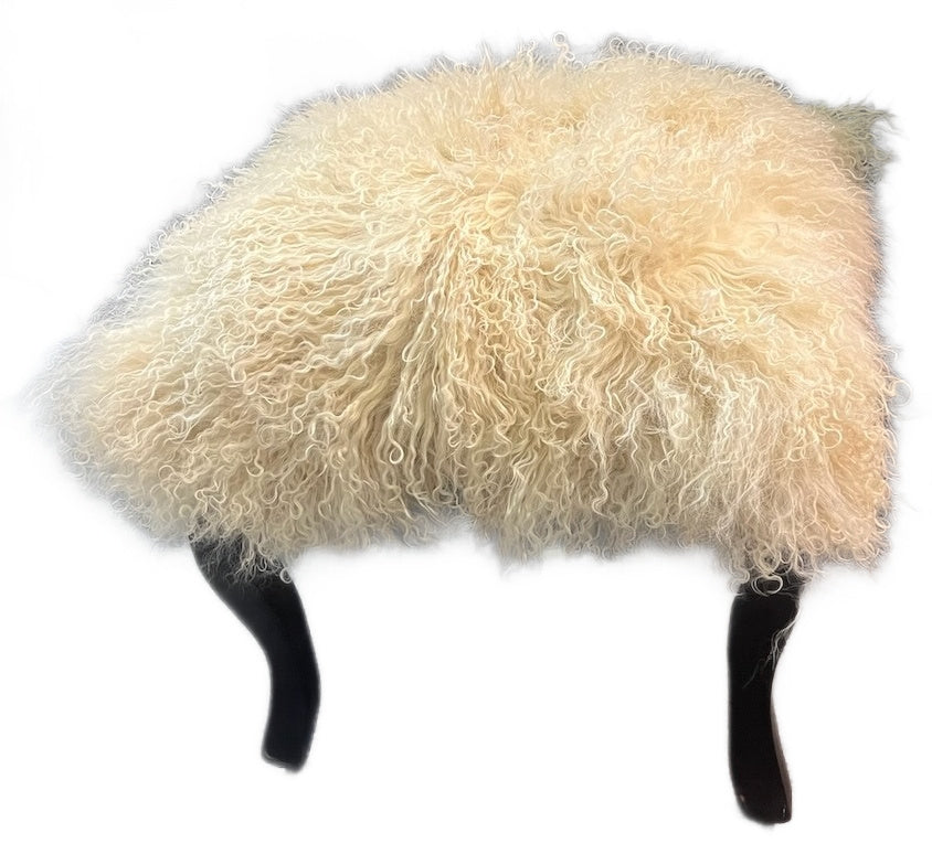 Serape Stool 18" with Tibetan Top Off White