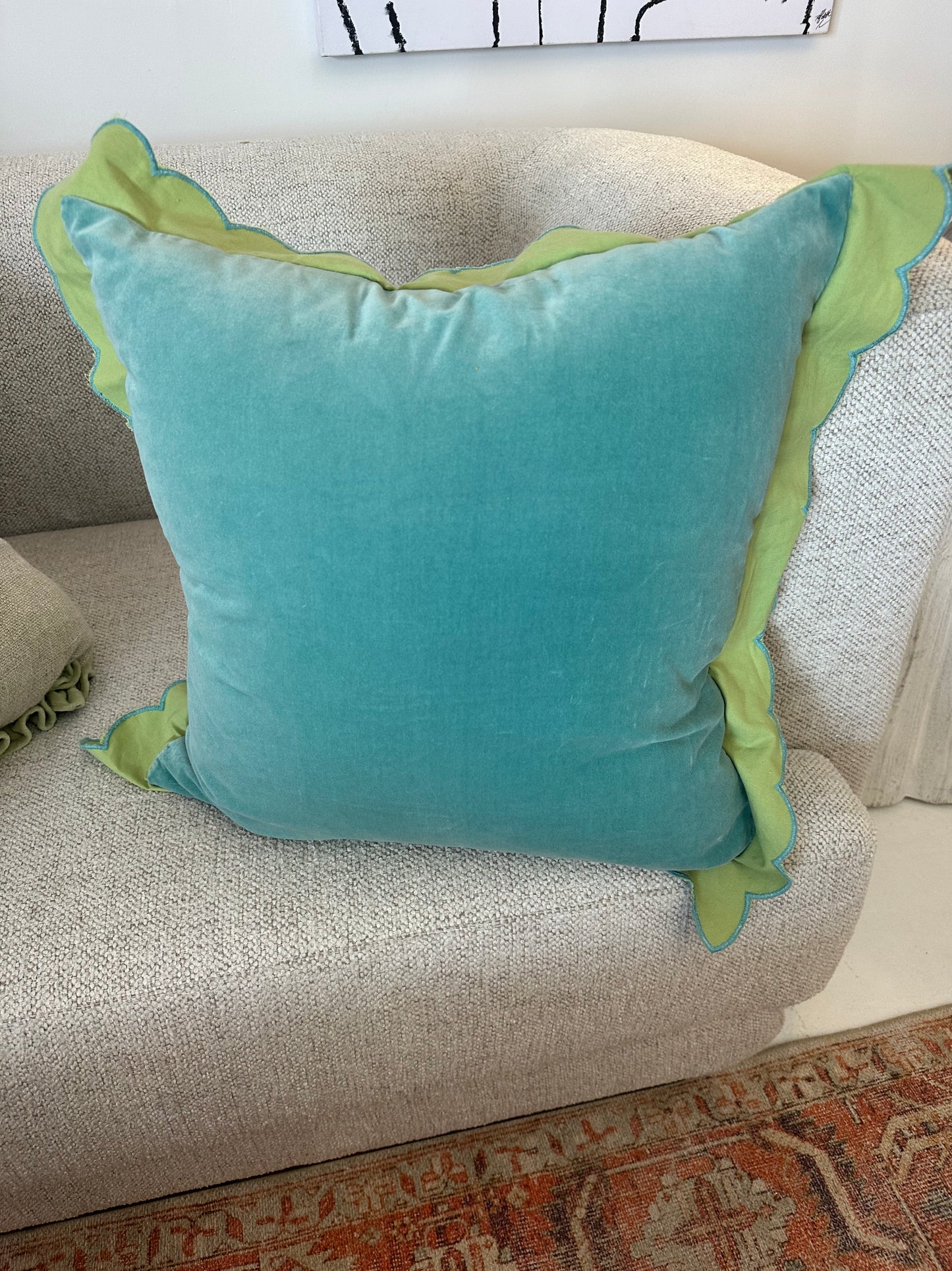 *Candy Store* Teal and Green Ruffle Pillow