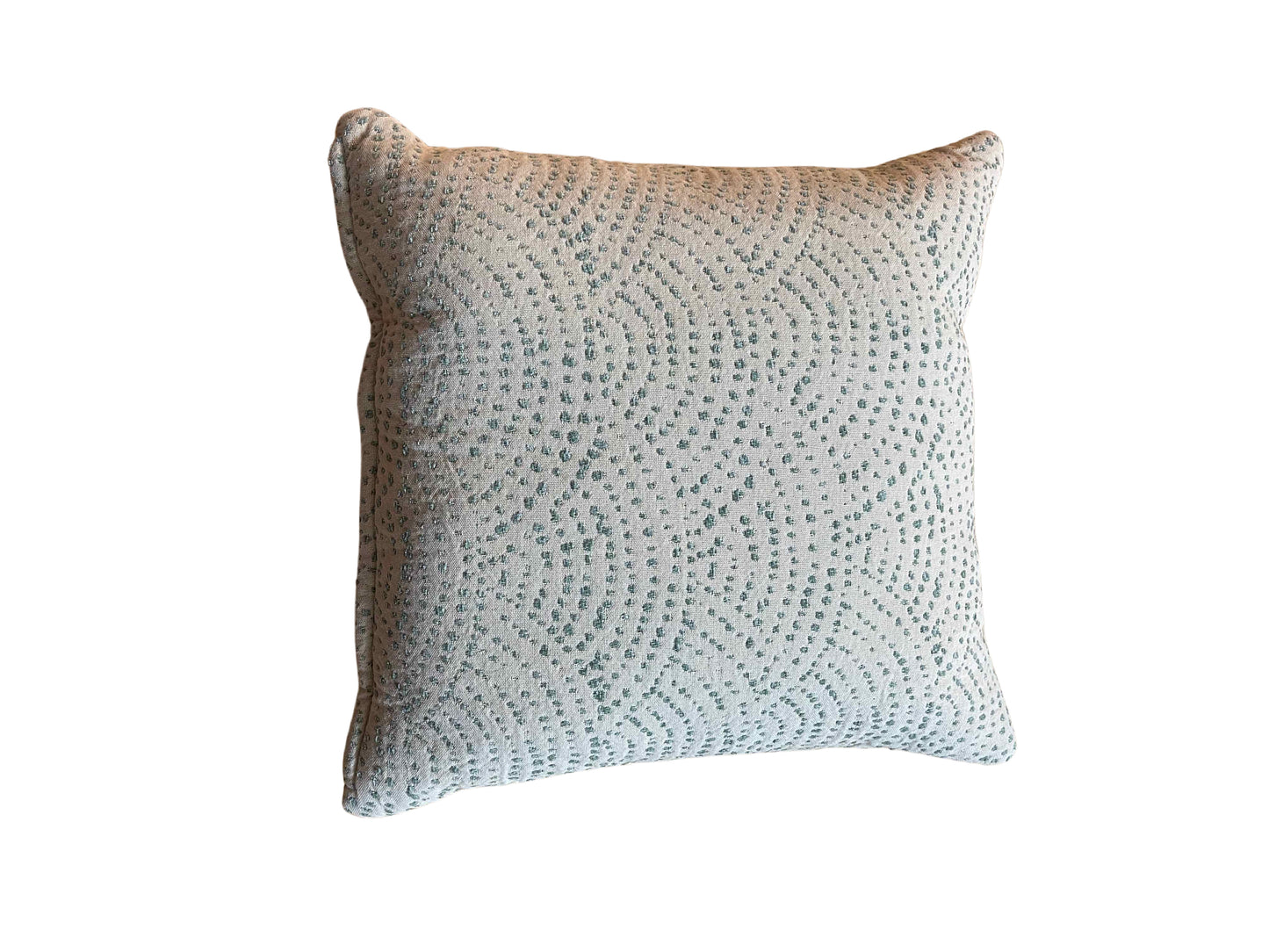 Cream and Green Square Pillow