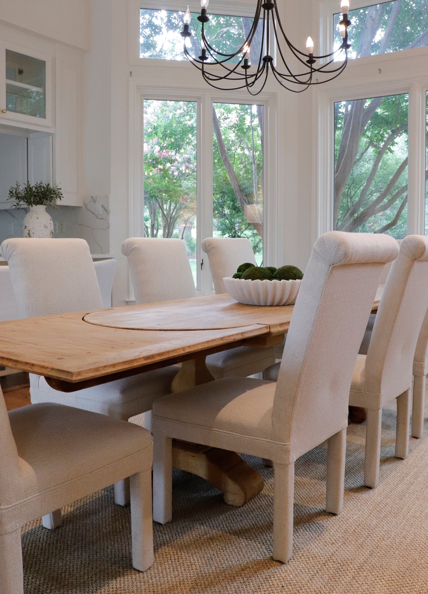 French Bleached Oak Trestle Table, 120 years old