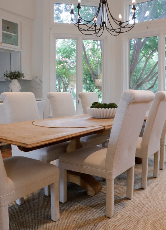 French Bleached Oak Trestle Table, 120 years old