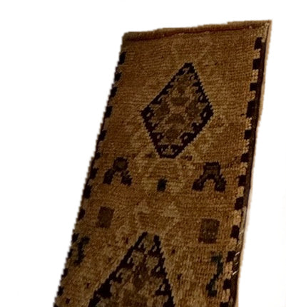 Turkish Scatter Rug 2 Medallions Tan and Black