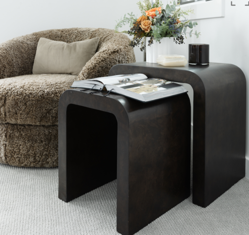 Brea Nesting Side tables Chocolate Burl - set