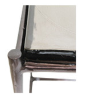 Cognac Pressed Glass Cast Metal Accent Nesting Table Set