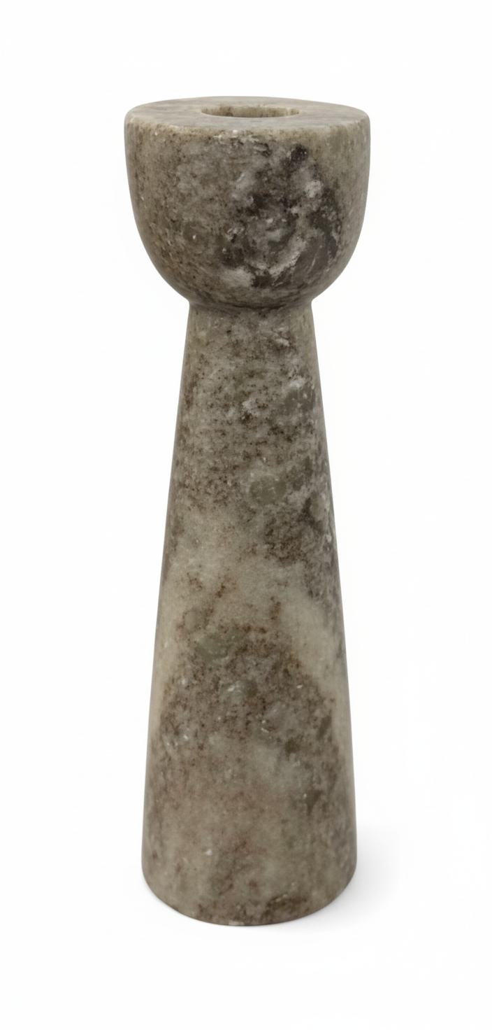 Marble Pillar Candle Holder - Brown