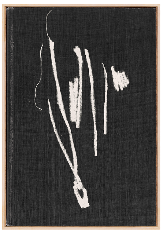BOOK COVER, IVORY ON CHARCOAL I 73x49