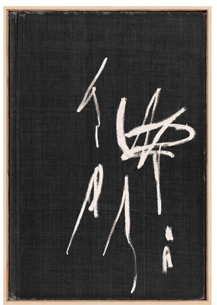 BOOK COVER, IVORY ON CHARCOAL II 73x49