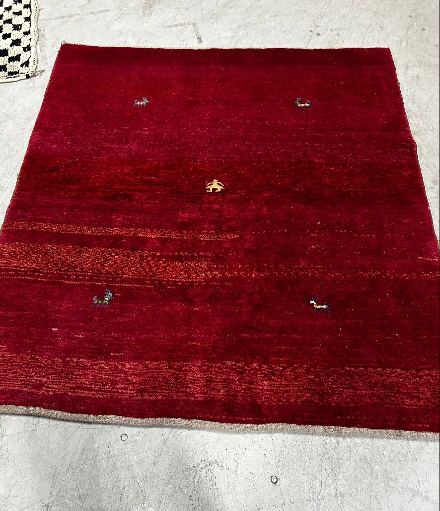 Red Gabbeh Persian rug  5'8 x 6'3