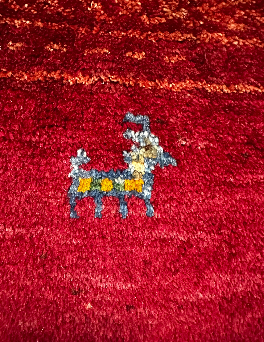 Red Gabbeh Persian rug  5'8 x 6'3