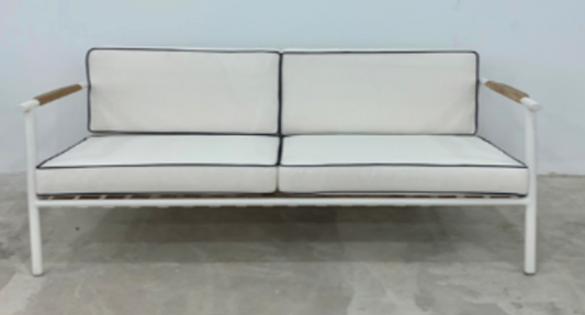 Outdoor Sofa White Fabric