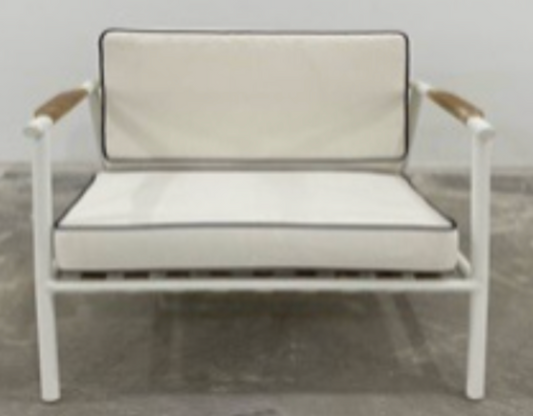 Outdoor Armchair White Fabric