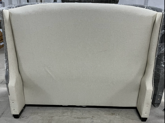 Upholstered Queen Headboard Slubbed Weave greystone