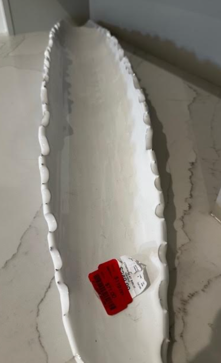 White Ceramic Curvy Boat Bowl Large