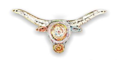 Recycled Newspaper Texas Longhorn Multicolor Ornament