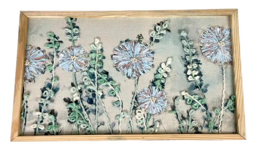 Floral Embroidered Wall Art 16x24