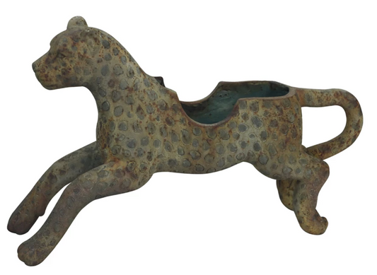 Decorative Magnesia Vintage Reproduction Carousel Leopard Shaped Container
