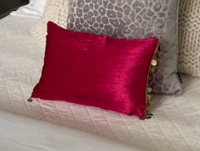 Pink Moroccan Gold Accent Lumbar Pillow