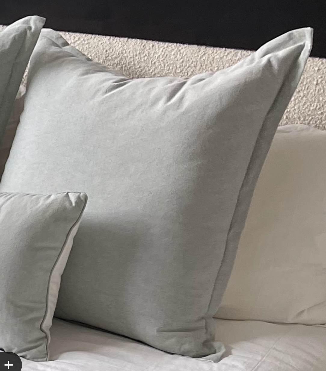 Classic Cotton Euro Pillow in Hazy Blue with Insert