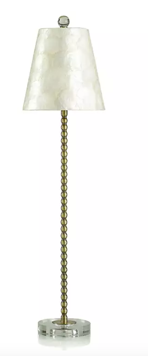 Brass Beaded Capiz Shade Buffet Lamp