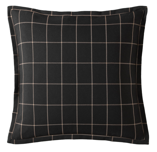 Windowpane Plaid Euro Sham - Black