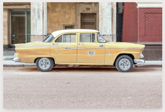 30"x22" Yellow Taxi Havana Art