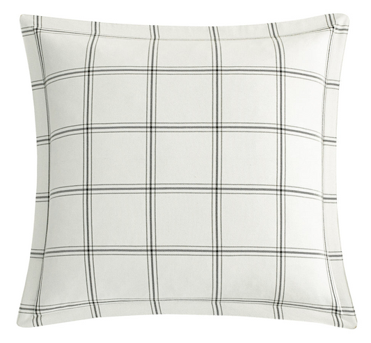 Windowpane Plaid Euro Sham - White