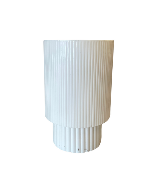 White Ribbed Garden Stool