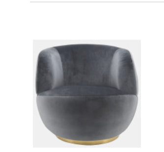 Velveteen Gray Swivel Chair with Gold Base