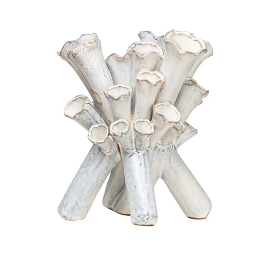 Handmade Stoneware Sculpture Vase with Glaze