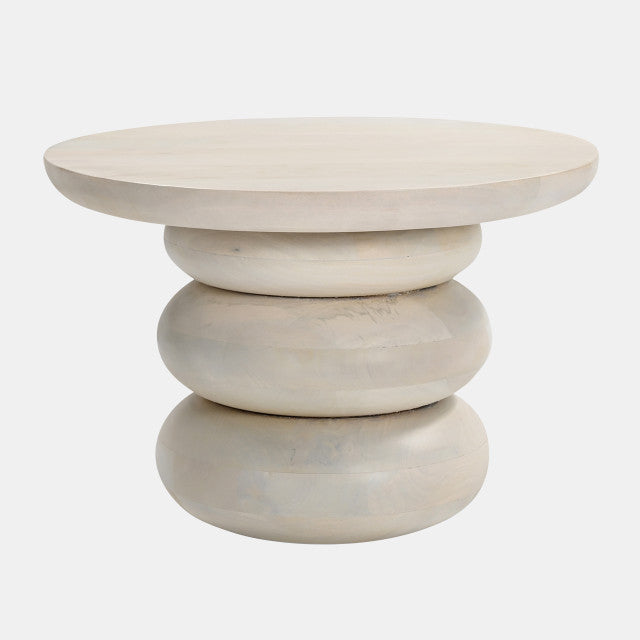 Wood, Bibendum Accent Table, Antique White 19"