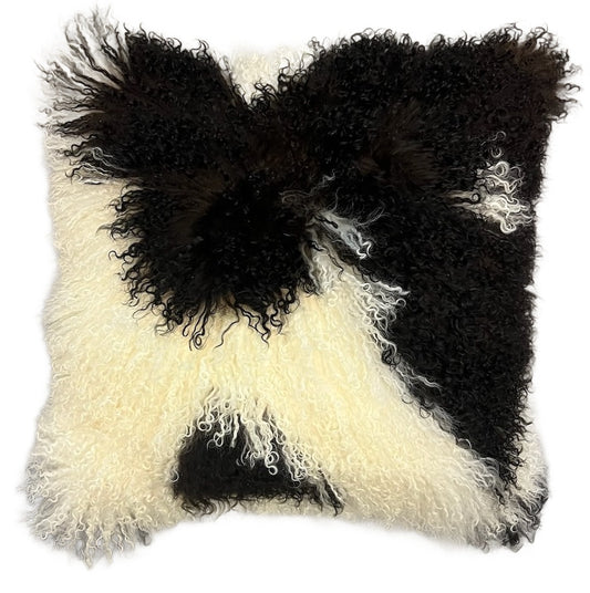 Tibetan Lamb Pillow Natural Black and White 20x20