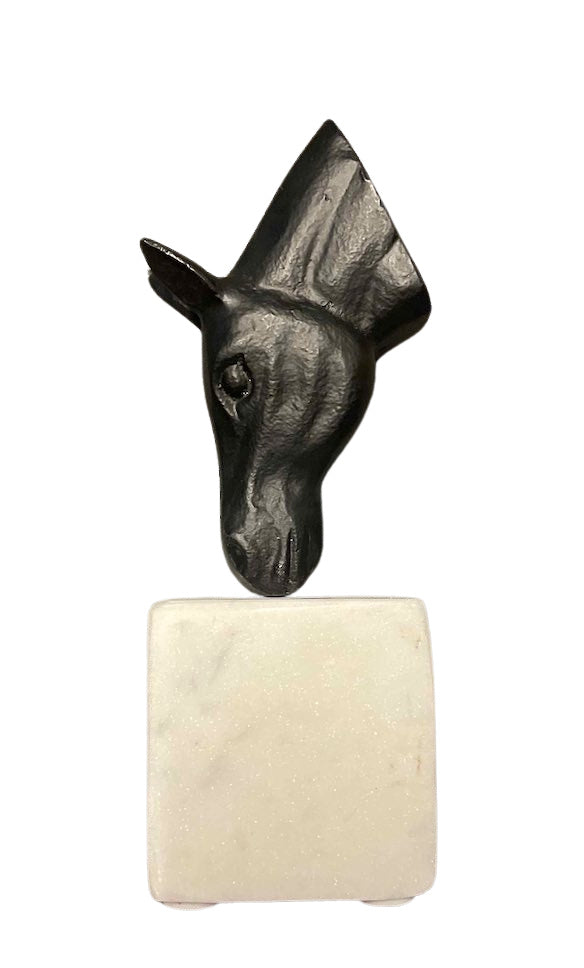 Black Horse Head on Marble Base