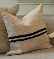 Natural Hemp with Black Stripe Pillow 18x18