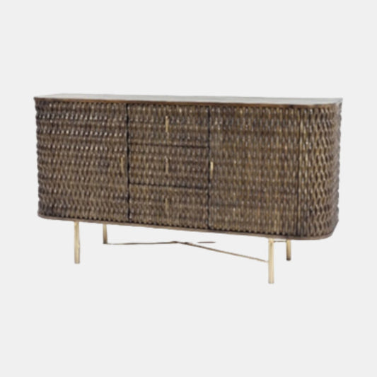 Carved Wood Console, Brown/gold 60"