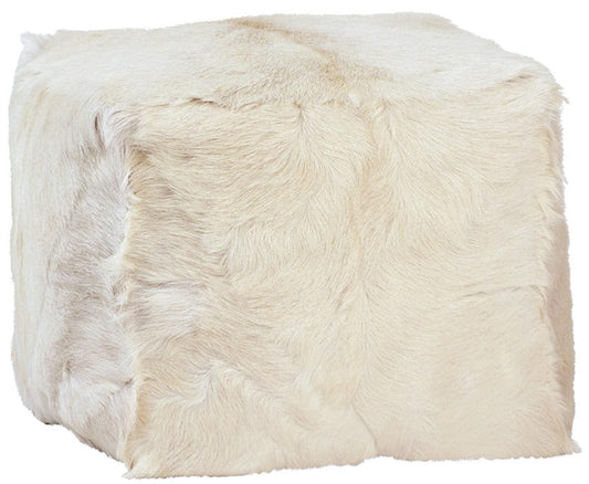 Shams Pouf White Goat Hide