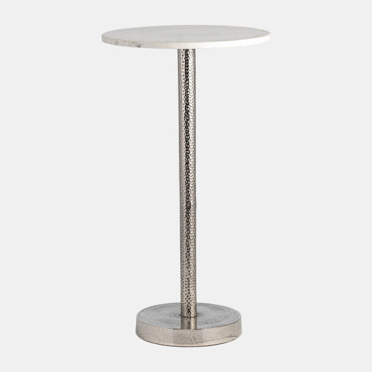 Metal, 24"h Round Drink Table - Flat Base, Silver