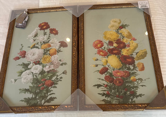 Floral Art with Gold Frame I