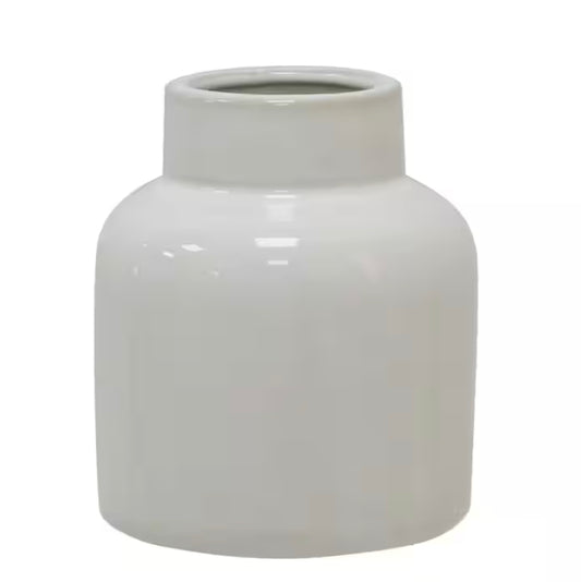 White Ceramic Vase Tapered Neck 5"
